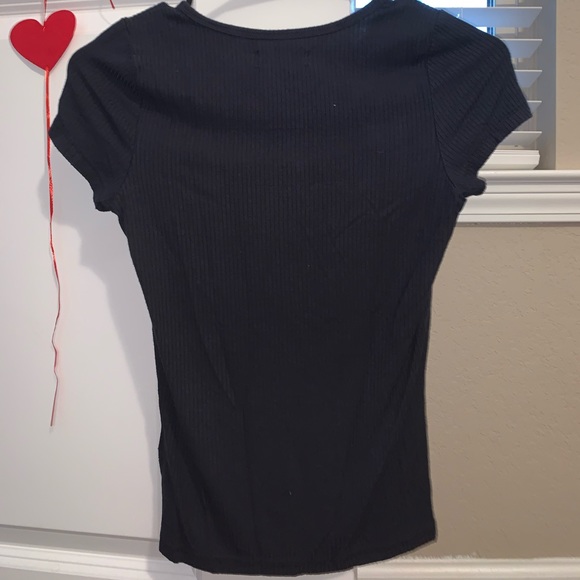 Navy Blue Ribbed Top - Picture 2 of 3